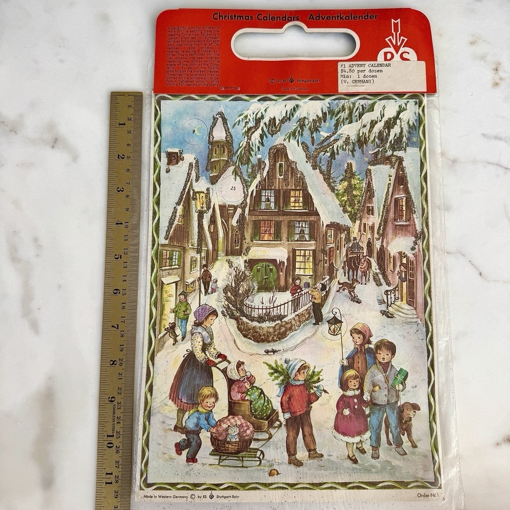 VTG Christmas Advent Calendar RS Stuttgart Rohr West Germany Glitter New Nr‎ 1